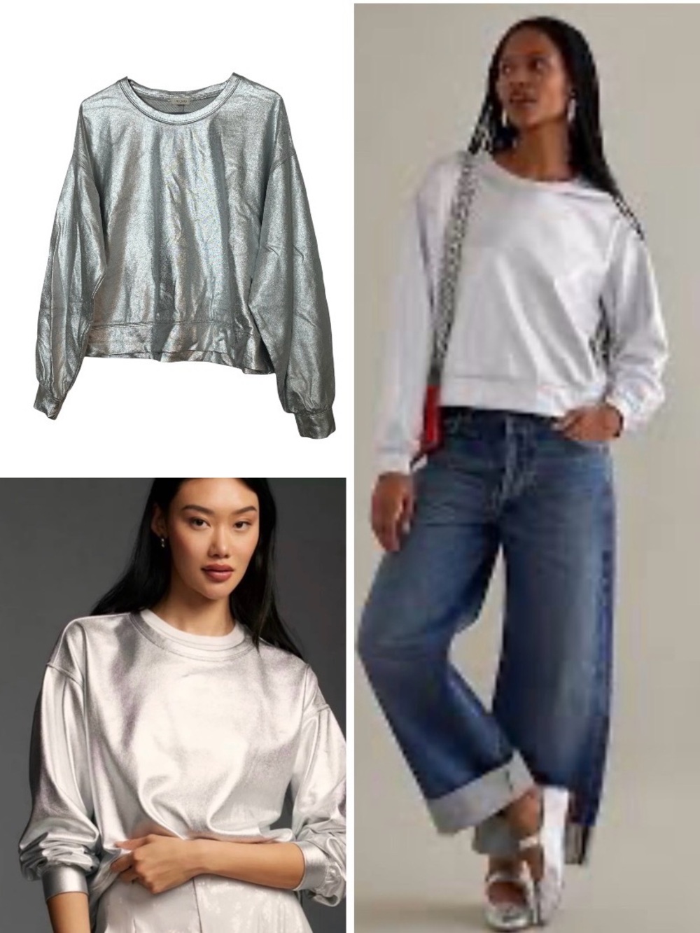 Anthropologie Pilcro French Terry shine crew pullover